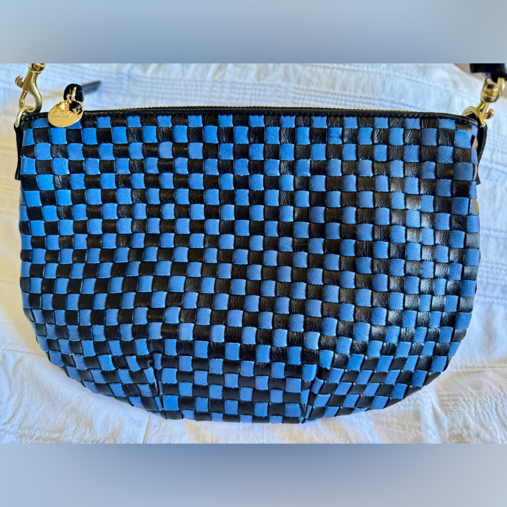 Clare V - Petit Moyen Black and Blue Checkered Woven